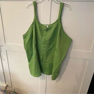 Main Street Blues Green Sleeveless Button-Down Top